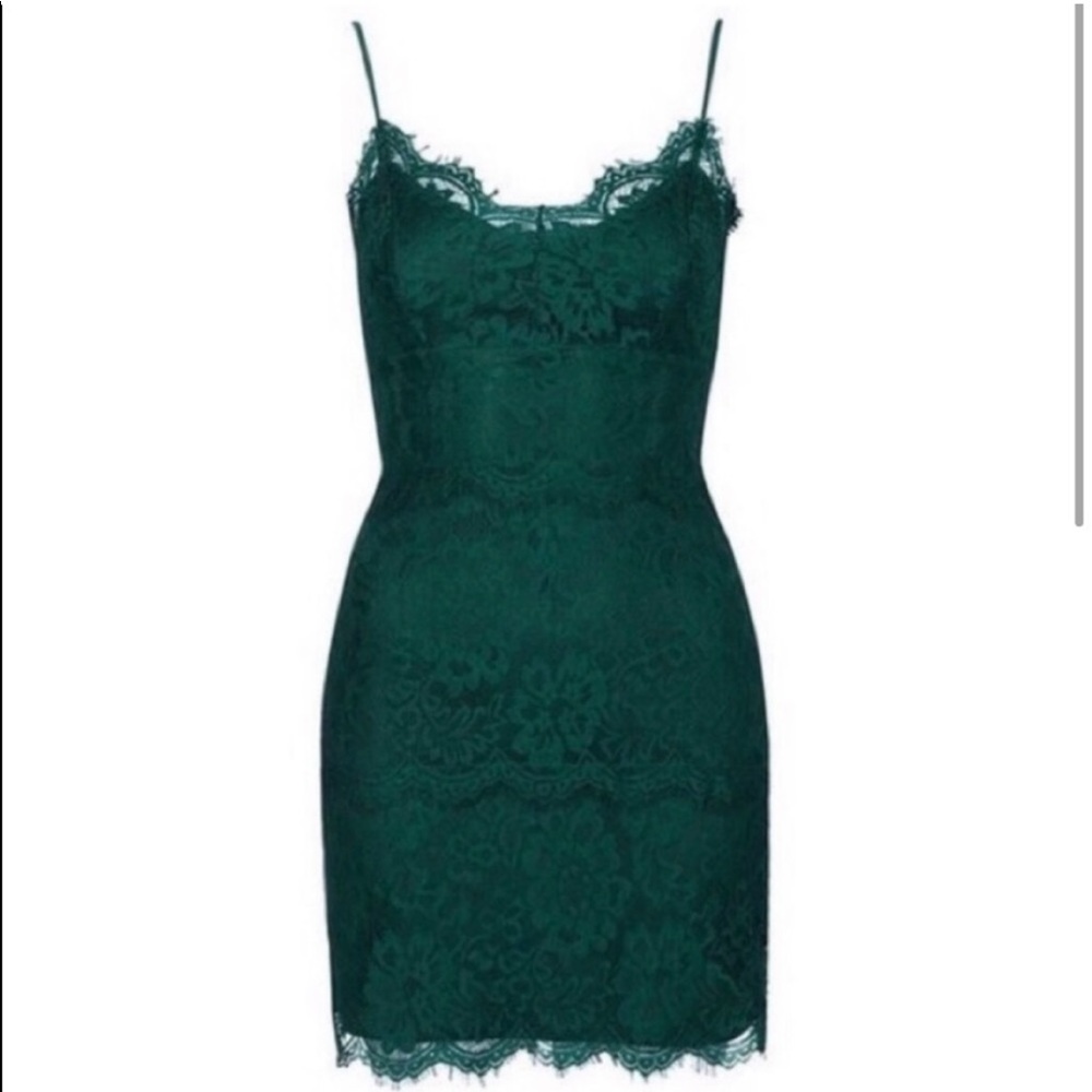 Topshop emerald green lace dress
